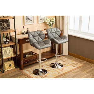 DOMETOUR Contemporary Faux Leather Bar Stools Adjustable Height Set of 2 - 1 of 4