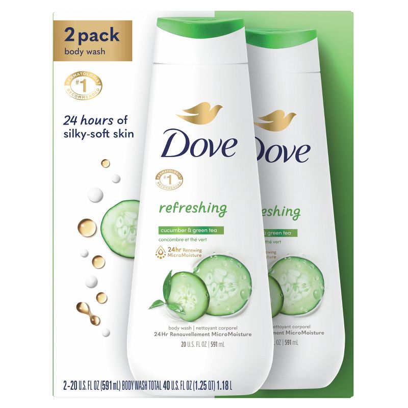 Dove Refreshing Body Wash - Cucumber &#38; Green Tea - 20 fl oz/2ct, 1 of 7