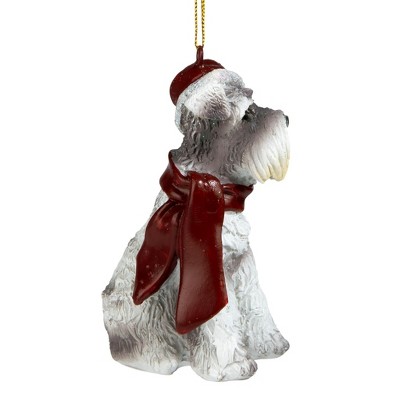 Festive Miniature Schnauzer Holiday Dog Ornament in Resin