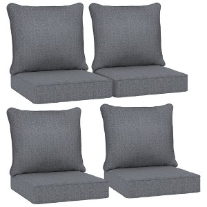 Outsunny Patio Chair Cushions with Seat Cushion & Backrest, Fade Resistant 24" x 24" Seat Replacement Cushion Set - 1 of 4