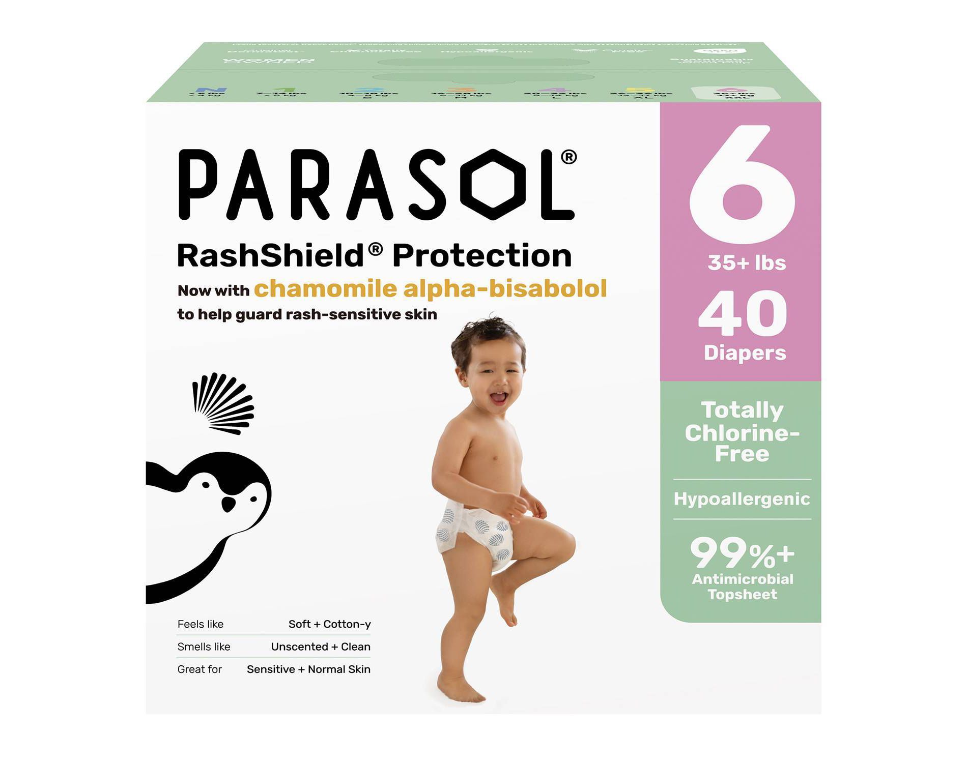 Parasol Chlorine-Free Diapers with RashShield Protection - Size 6 - 40ct