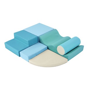 Ruvalino Baby and Toddler Learning Toys 6 in 1 Foam Playset with Climb and Crawl Mats for Indoor Fun, Blue, 28.25"*8.75"*19" - 1 of 4