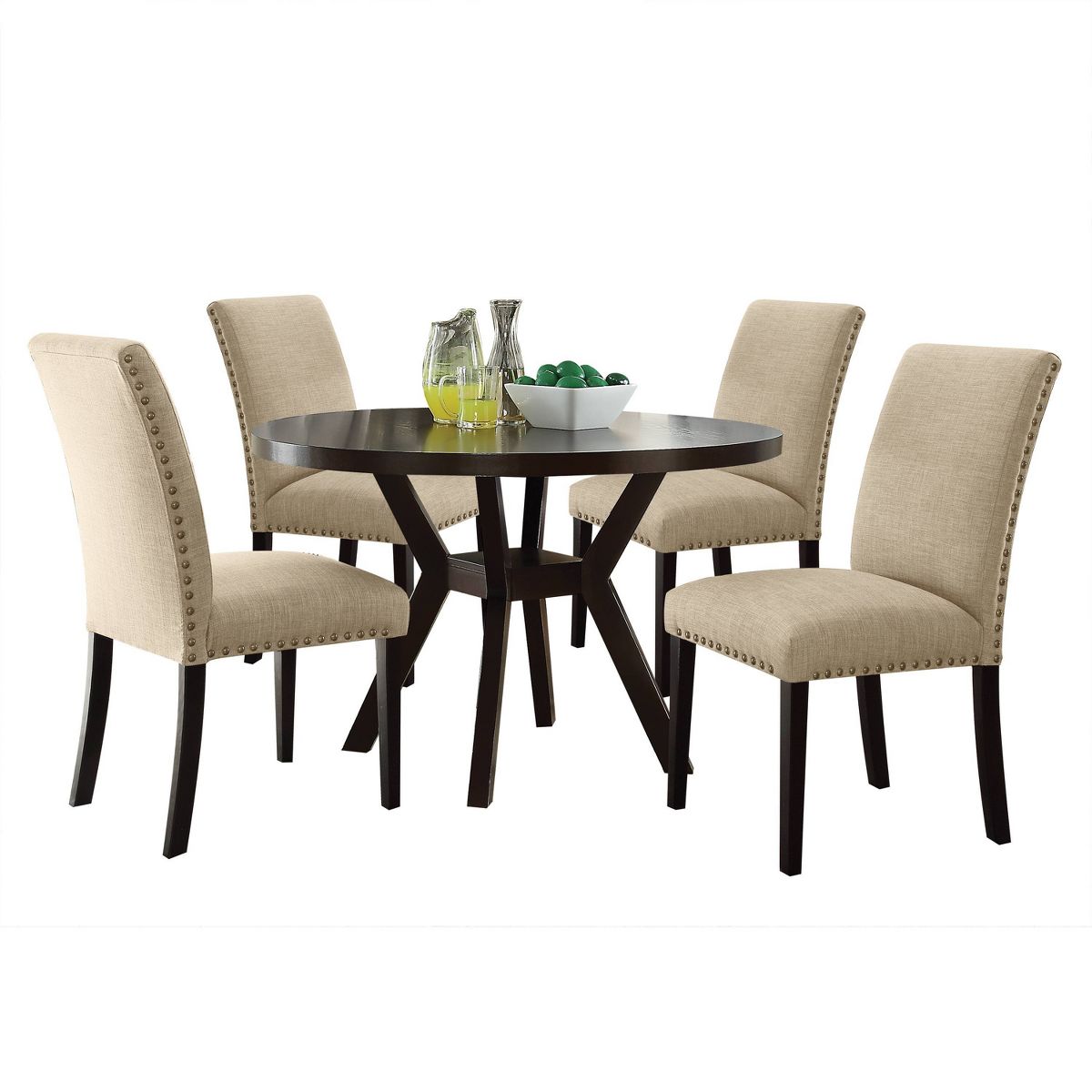 Drake Dining Table Wood/Espresso - Acme Furniture: Flared Legs, Lower Shelf, Seats 4 - thumbnail 2