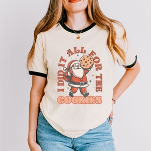 I Did It All For The Cookies Santa - Women's Ringer Graphic T-Shirt - 1 of 4