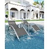 Set of 2 Outdoor Patio Chaise Lounge, 3 Pieces Pool Lounge Chairs with Arm & Side Table, Beach Sunbathing Lawn Chairs for Outside - 3 of 4