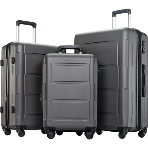 3 Pcs Expanable Luggage Set Hardside Spinner Suitcase With Tsa Lock 20 24 28 Gray modernluxe Target