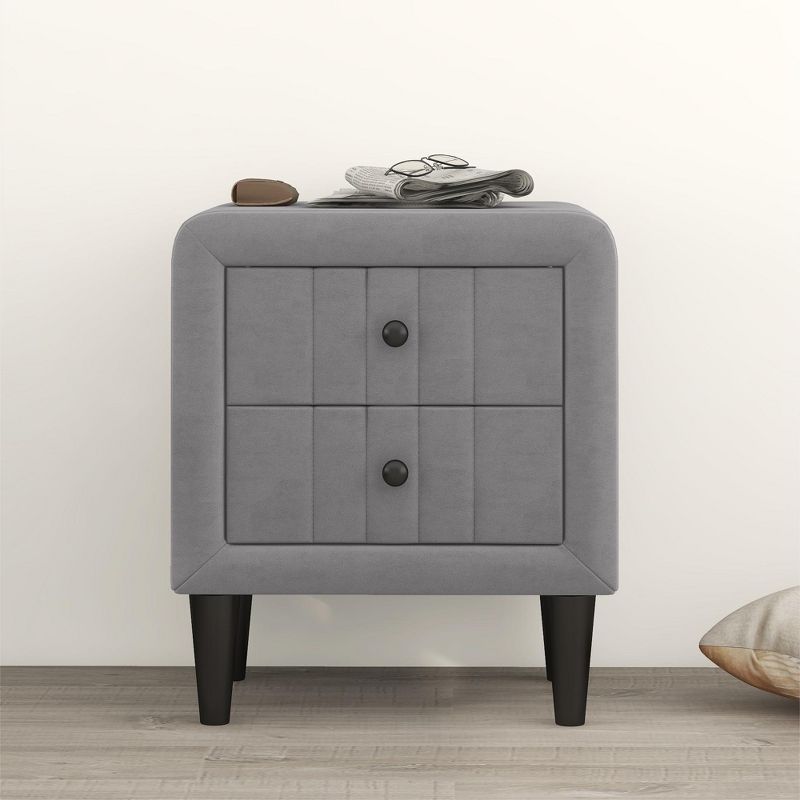 Velvet Upholstered Wooden Nightstand, Bedside Table with 2 Drawers-ModernLuxe, 2 of 10