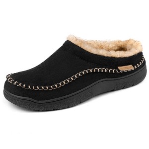 RockDove Men's Aiden Faux Fur Lined Microsuede Slide Slipper - 1 of 4