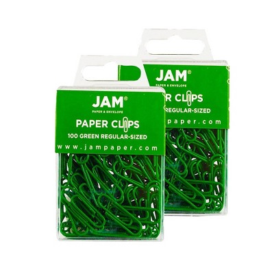 JAM Paper Colored Standard Paper Clips Small 1 Inch Green Paperclips 2183752A