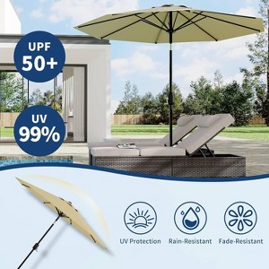10Ft Patio Umbrella - 8 Sturdy Ribs Outdoor Table Umbrella with Crank Lift & Push Button Tilt - 1 of 4