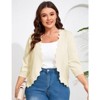 Coolmee Women's Plus Size 3/4 Sleeve Cardigan Lightweight Casual Open-Front Cropped Shrug Sweaters for Women - 2 of 4