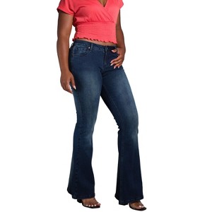 Poetic Justice Women's Mid Rise Flare Jean - 1 of 4
