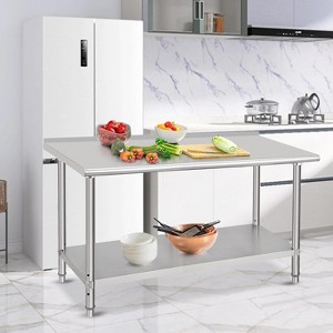 Stainless Steel Work Table, NSF Commercial Grade, Adjustable Shelf, Silver - 1 of 4