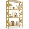 Aheaplus 5 Tier Glass Bookshelf with LED Light, Metal Frame Storage Shelf Display Bookcase - 2 of 4