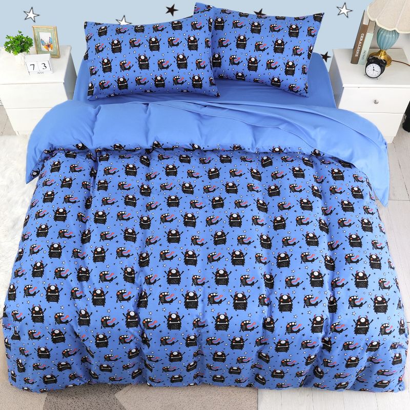 PiccoCasa Polyester Microfiber Monster Pattern Soft Removable Duvet Cover Sets with 2 Pillowcases 5 Pcs, 1 of 8