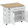 Acekool White Kitchen Island Cart with Wine Rack & Foldable Top – 2-Door Cabinet, 2 Drawers & Spice Storage - 3 of 4