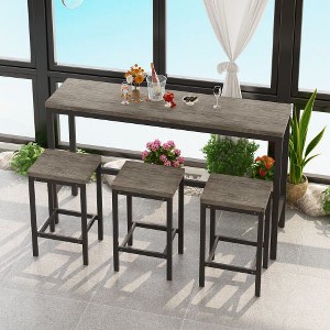 NicBex Rectangle 4-Piece Dining Set –Long Table with 3 Bar Stools, Modern Kitchen Table Set for Breakfast Nooks, or Small Dining Spaces - 1 of 4