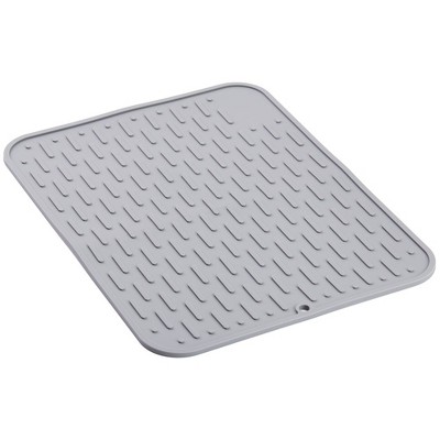 Foldable Silicone Dish Drying Mat and Trivet, 8" x 8", Gray