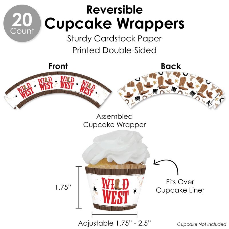 Big Dot of Happiness Western Hoedown - Wild West Cowboy Party Favors and Cupcake Kit - Fabulous Favor Party Pack - 100 Pieces, 5 of 9