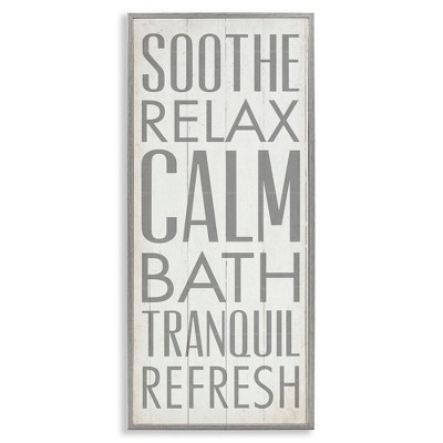 Stupell Industries Soothe Calm Relax Bath Bathroom, 10" x 24"
