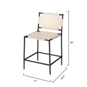 Jamie Young Co Asher 35" Transitional Leather & Steel Counter Stool in White - 1 of 4