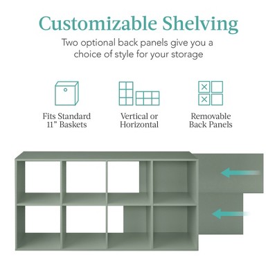 Sage Green Laminated 8-Cube Storage Organizer for Toys and Decor