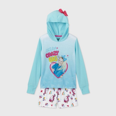 Girls' JoJo Siwa 'Dream Crazy Big' Hooded 2pc Pajama Set - Blue/White :  Target