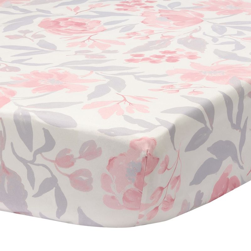 Bedtime Originals Lavender Floral 3-Piece Baby Crib Bedding Set - Pink/Purple, 4 of 10