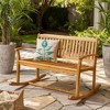 2-Person Acacia Wood Patio Rocking Loveseat with Armrests, Slatted Seat and Backrest, Outdoor Rocker Bench for Porch or Garden - 2 of 4