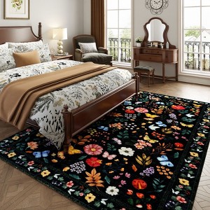 5x7 Washable Vintage Area Rug, Thin Distressed Non-Slip Carpet for Living Room Bedroom, Kitchen Dining Room Decor - 1 of 4