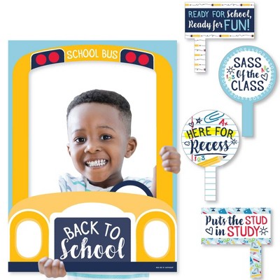 Big Dot of Happiness Back to School - 1st Day of School Classroom Decorations & Selfie Photo Booth Picture Frame & Props - Printed on Sturdy Material