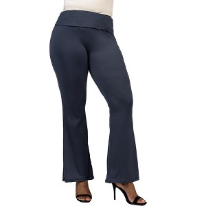 24seven Comfort Apparel Black Bell Bottom Foldover Waist Plus Size Sweatpants - 1 of 3