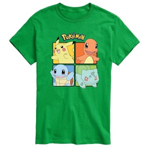 Men's - Pokémon - Pikachu Charmander Bulbasaur Squirtle Square Short Sleeve Graphic T-Shirt - 1 of 4