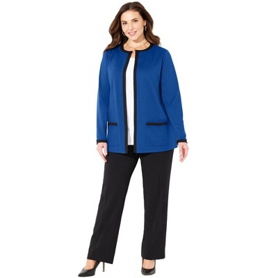 Catherines Women's Plus Size Ponte Jewel Neck Blazer