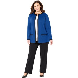Catherines Women's Plus Size Ponte Jewel Neck Blazer - 1 of 4