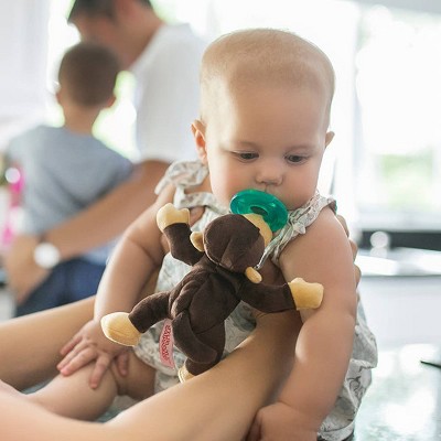 Chocolate Plush Monkey Infant Pacifier with Silicone Nipple