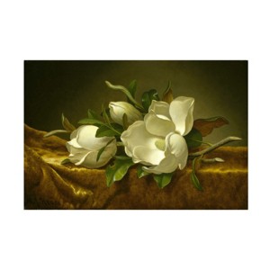 Trademark Fine Art -Martin Johnson Heade 'Magnolias On Gold Velvet Cloth' Canvas Art - 1 of 4