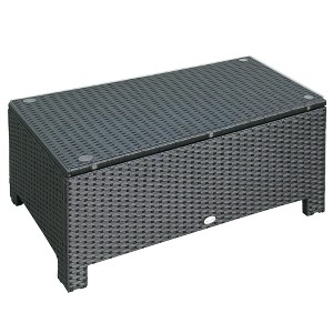 Patio Coffee Table, Large Side Table, Hand-Woven PE Rattan, Weather Resistant Wicker - 1 of 4
