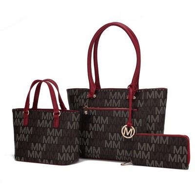 MKF Collection Lady II M Signature Large Tote, Small Tote & Wallet Set Vegan Leather, Stylish Women’s Handbag M Design by Mia K