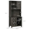 72" Kitchen Pantry, Buffet with Hutch, Cupboard for Microwave, 2 Door Cabinets, Wine Glasses Rack, Wine Rack - 3 of 4