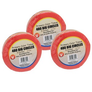 Hygloss® 5" Tissue Circles, Primary Colors, 480 Per Pack, 3 Packs - 1 of 2