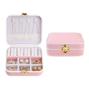 Unique Bargains Travel Small Portable PU Leather Jewelry Organizer Case Storage - 1 of 4
