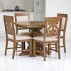 5-Piece Retro Dining Table Set with Extendable Round Table, 16-Inch Leaf, 4 Upholstered Chairs, Solid Wood & MDF, Ideal for Dining Room, Kitchen - 3 of 4