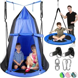 SereneLife 40 Hanging Tree Play Tent Hangout for Kids Indoor Outdoor Flying Saucer Floating Platform Swing Treepod Inside Outside House Canopy