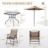 Crestlive Products 6 PCS Patio Dinning Set 4 Folding Chairs Square Tempered Glass Table and Umbrella Set - 3 of 4