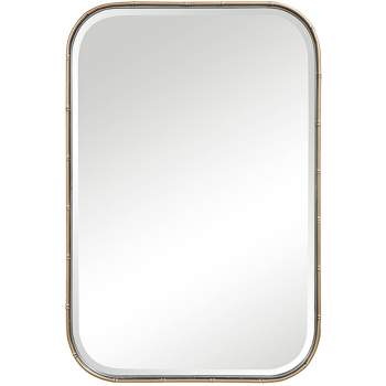 Uttermost Rectangular Vanity Accent Wall Mirror Modern Beveled Antique Gold Iron Frame 20 1/4" Wide for Bathroom Bedroom Home