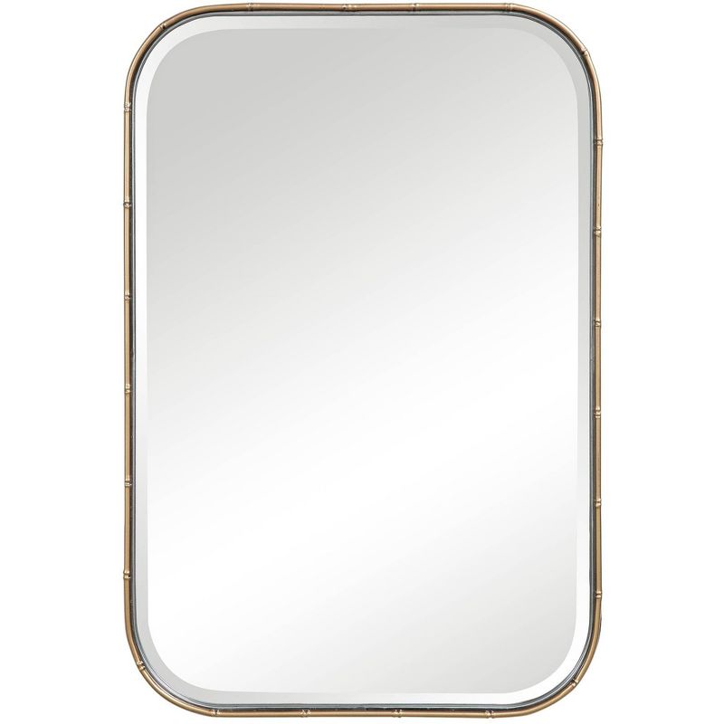 Uttermost Rectangular Vanity Accent Wall Mirror Modern Beveled Antique Gold Iron Frame 20 1/4" Wide for Bathroom Bedroom Home, 1 of 2