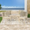 Coolbibila ModernWood Acacia Dining Chair,Beige Fabric Upholstered Dining Room Chair,Woven Rope Back Patio Outdoor Dining Chair - 3 of 4