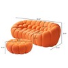 WJSHome 3 Seater Bubble Sofa with Ottoman, Curved Couch, Comfy Upholstered Sofa, Mesh Fabric 3D Honeycomb Shape Modern Couch - 2 of 4