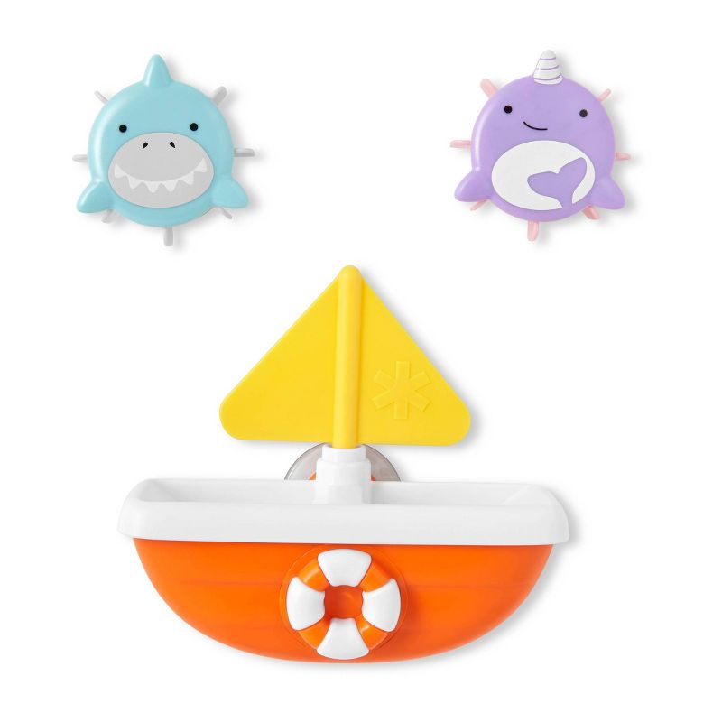 Skip Hop Zoo Baby Bath Tip &#38; Spin Boat Toy, 1 of 5